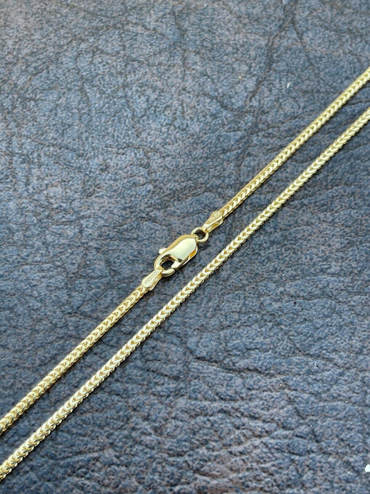 Solid 14k Gold Franco Link Chain 1.5mm Necklace For Pendant Mens Ladies 16-24