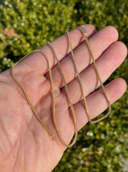 Solid 14k Gold Franco Link Chain 1.5mm Necklace For Pendant Mens Ladies 16-24