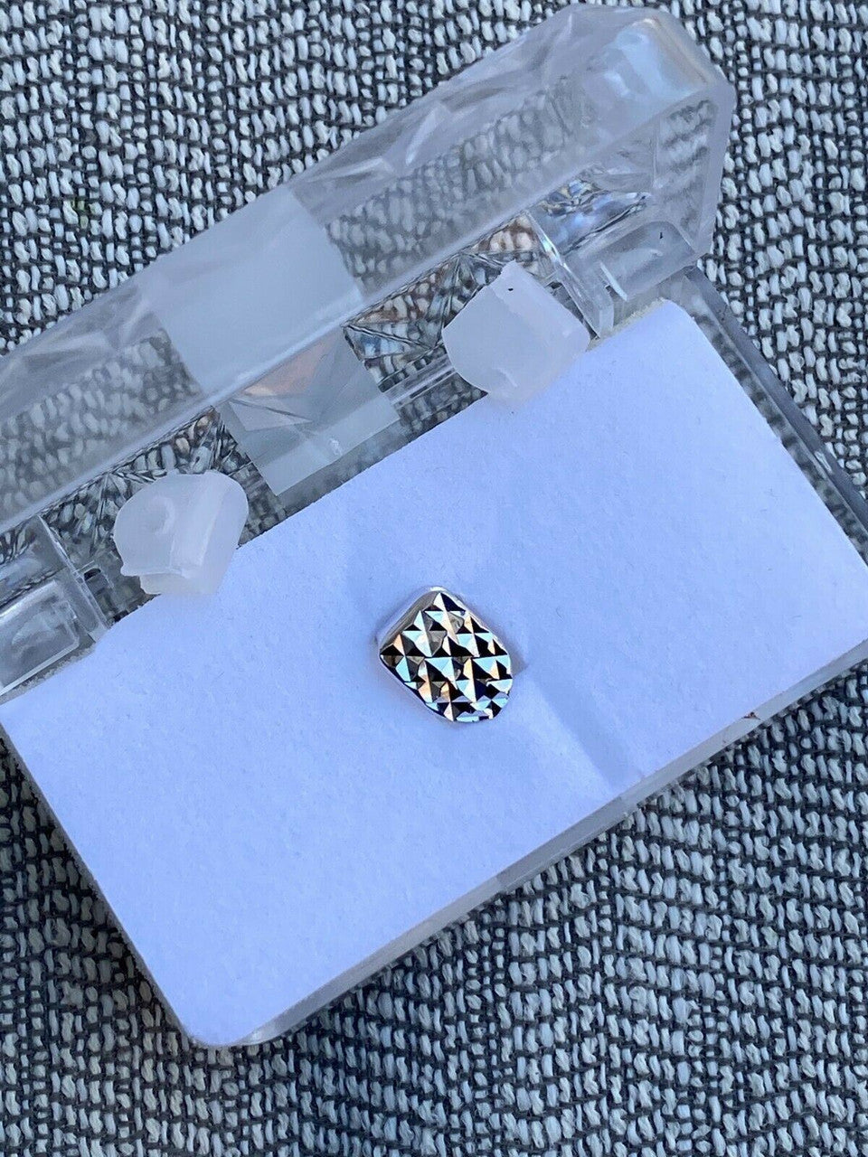 SOLID 925 Sterling Silver Single Tooth Grillz Hip Hop Grill Cap Diamond Cut REAL