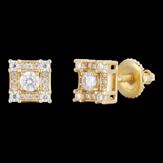 MOISSANITE Golden Knight Kite Iced Out Earrings - 10k Yellow Gold - 6.5mm